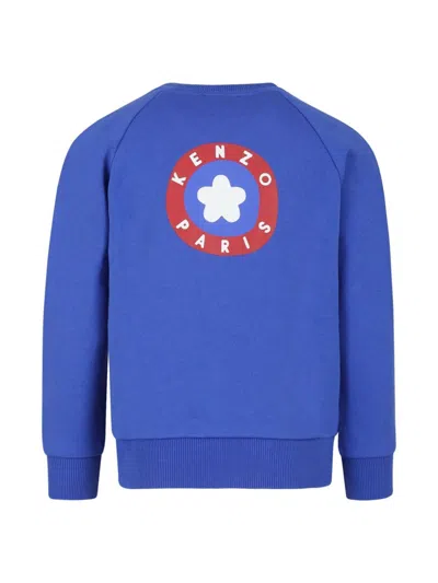 Kenzo Kids' Printed Cotton Sweatshirt In Blue