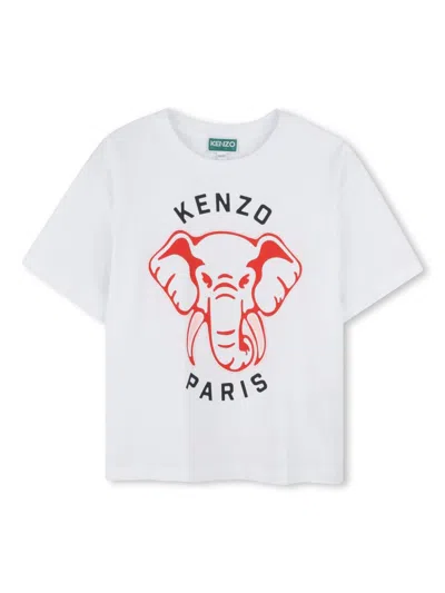 Kenzo Kids' Printed Cotton T-shirt In White