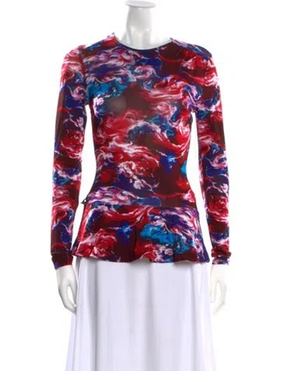Pre-owned Kenzo Printed Crew Neck Blouse W/ Tags In Multi
