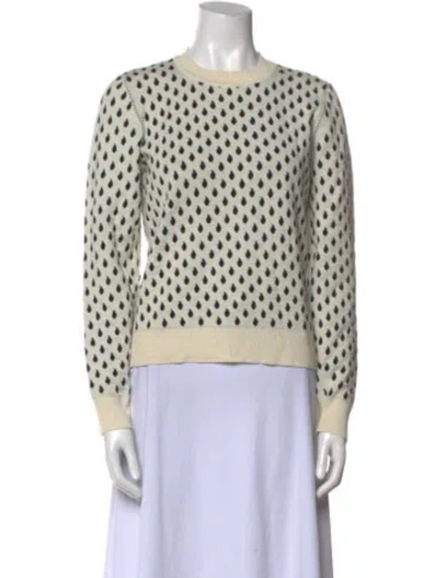 Pre-owned Kenzo Printed Crew Neck Sweater In White