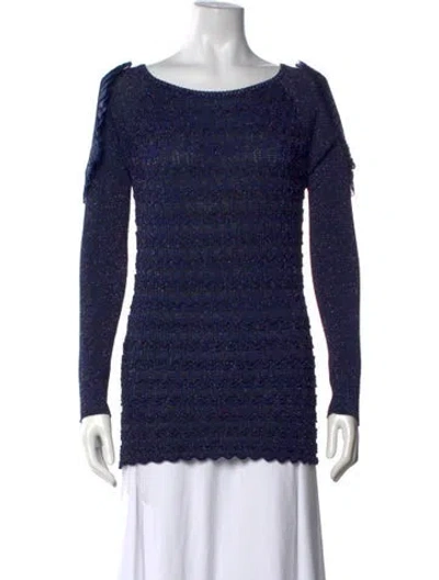 Pre-owned Kenzo Printed Crew Neck Top In Blue