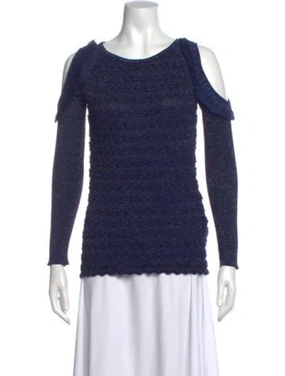 Pre-owned Kenzo Printed Crew Neck Top In Blue