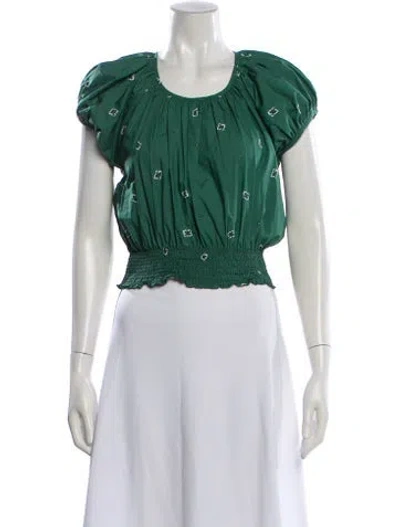 Pre-owned Kenzo Printed Crew Neck Top In Green