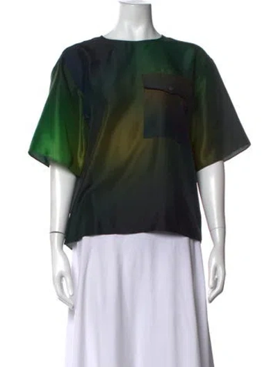 Pre-owned Kenzo Printed Crew Neck Top In Green