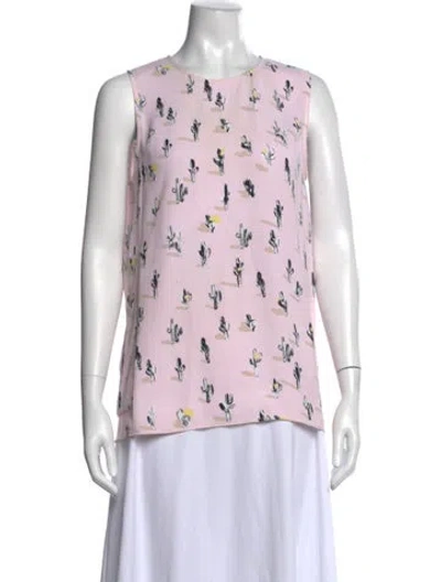 Pre-owned Kenzo Printed Crew Neck Top In Pink