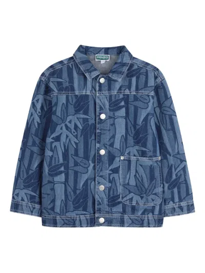 Kenzo Kids' Printed Denim Jacket In Blue