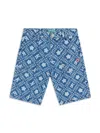 Kenzo Printed Denim Shorts In Blue