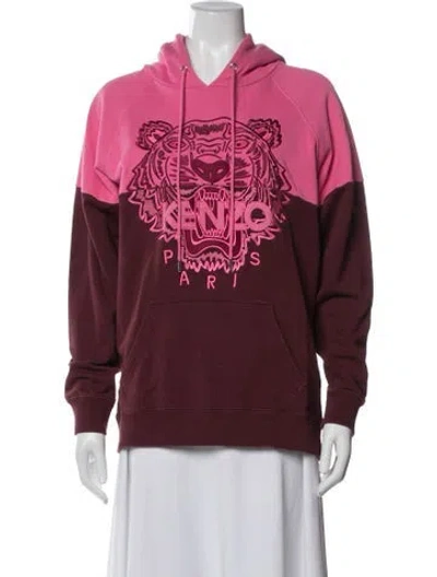 Pre-owned Kenzo Printed Embroidered Accent Sweatpants In Pink