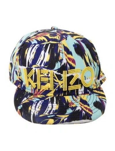 Pre-owned Kenzo Printed Embroidered Baseball Cap In Blue