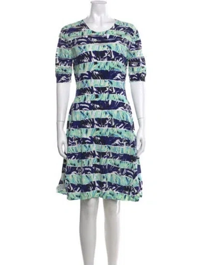 Pre-owned Kenzo Printed Knee-length Dress In Blue/green/white