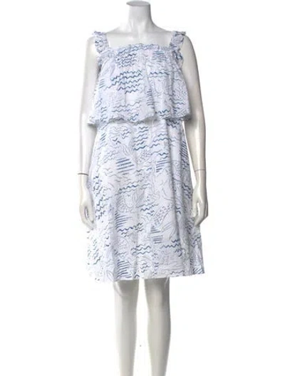 Pre-owned Kenzo Printed Knee-length Dress In Blue/white