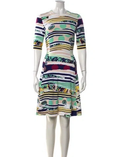 Pre-owned Kenzo Printed Knee-length Dress In Neutral