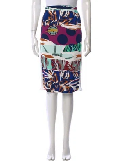 Pre-owned Kenzo Printed Knee-length Skirt In White