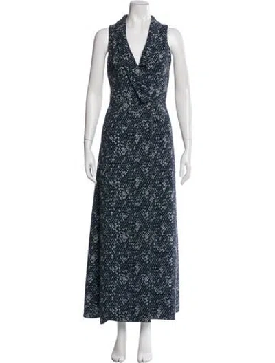Pre-owned Kenzo Printed Long Dress In Blue