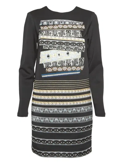 Pre-owned Kenzo Printed Long-sleeve Dress