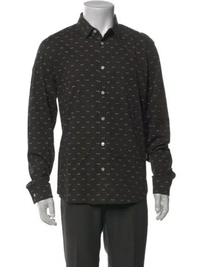 Pre-owned Kenzo Printed Long Sleeve Shirt In Black