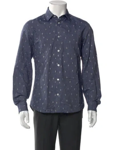 Pre-owned Kenzo Printed Long Sleeve Shirt In Blue