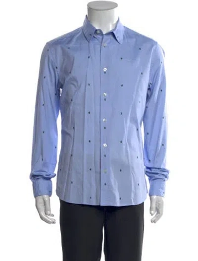 Pre-owned Kenzo Printed Long Sleeve Shirt In Blue