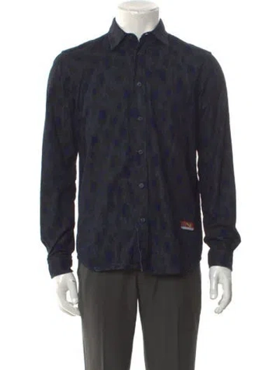 Pre-owned Kenzo Printed Long Sleeve Shirt In Blue