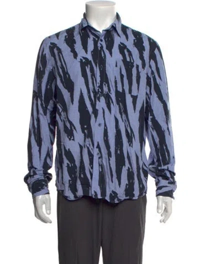 Pre-owned Kenzo Printed Long Sleeve Shirt In Blue