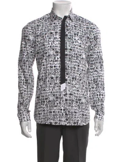 Pre-owned Kenzo Printed Long Sleeve Shirt W/ Tags In White