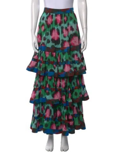 Pre-owned Kenzo Printed Midi Length Skirt In Green