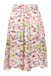 Kenzo Ladies Multicolor Floral Paint Print Asymmetric Gathered Skirt In White