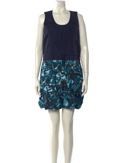 Pre-owned Kenzo Printed Mini Dress In Blue