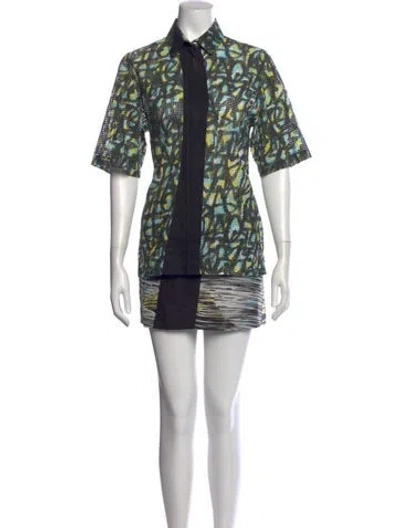 Pre-owned Kenzo Printed Mini Dress In Blue