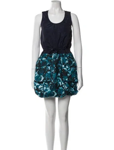 Pre-owned Kenzo Printed Mini Dress In Blue