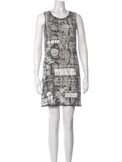 Pre-owned Kenzo Printed Mini Dress In Gray