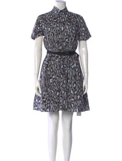 Pre-owned Kenzo Printed Mini Dress In Gray