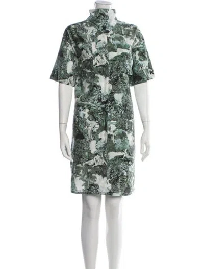 Pre-owned Kenzo Printed Mini Dress In Green