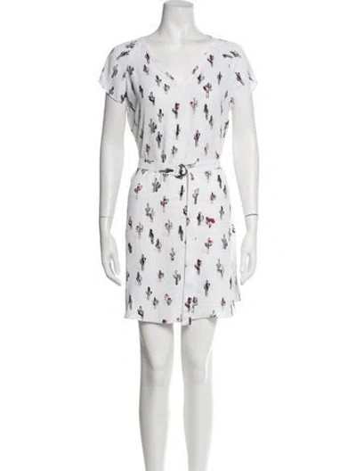 Pre-owned Kenzo Printed Mini Dress In White
