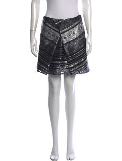 Pre-owned Kenzo Printed Mini Skirt In Black/blue/metallic