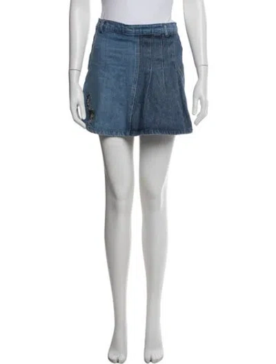 Pre-owned Kenzo Printed Mini Skirt In Blue