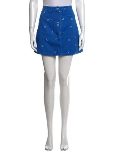 Pre-owned Kenzo Printed Mini Skirt In Blue