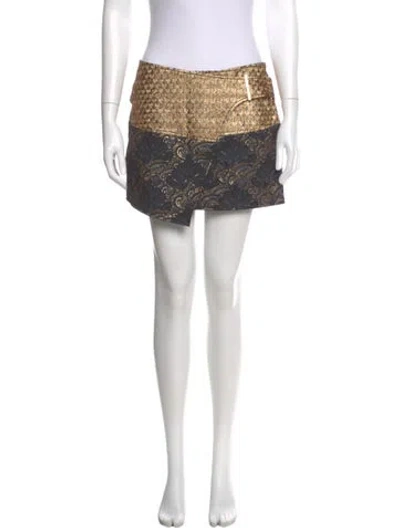 Pre-owned Kenzo Printed Mini Skirt In Gold