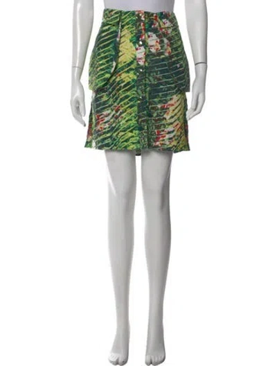 Pre-owned Kenzo Printed Mini Skirt In Green