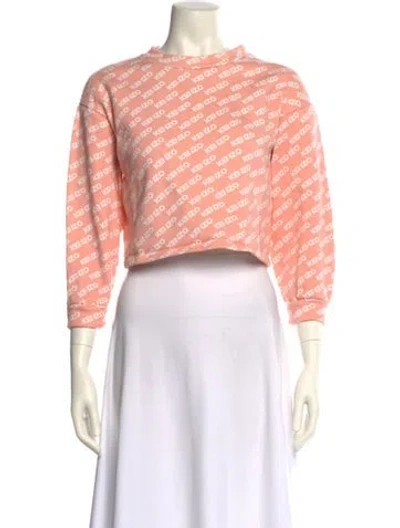 Pre-owned Kenzo Printed Mock Neck Crop Top In Pink