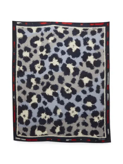 Pre-owned Kenzo Printed Scarf In Gray