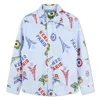 Kenzo Logo-print Cotton Shirt In Blue