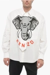 KENZO PRINTED SHIRT ELEPHANT WITH TIE DETAIL