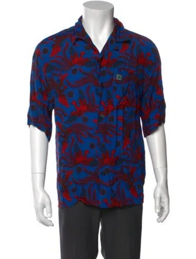 Pre-owned Kenzo Printed Short Sleeve Shirt In Blue