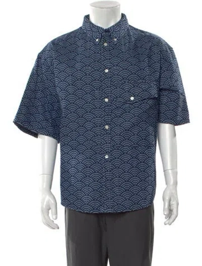 Pre-owned Kenzo Printed Short Sleeve Shirt W/ Tags In Blue