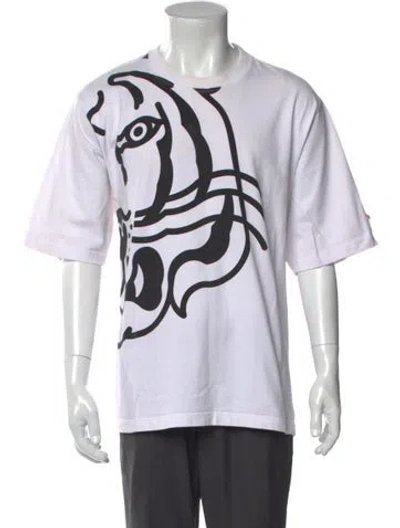 Pre-owned Kenzo Printed Short Sleeve Shirt In White