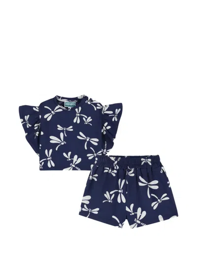 Kenzo Babies' Printed Shorts Set In Blue