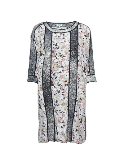 Pre-owned Kenzo Printed Silk Top In White