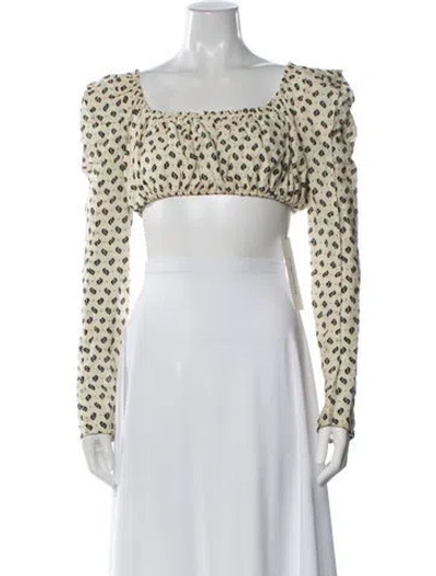 Pre-owned Kenzo Printed Square Neckline Crop Top In Neutral