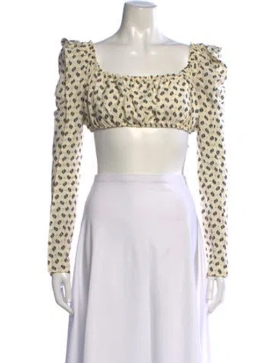 Pre-owned Kenzo Printed Square Neckline Crop Top In Neutrals